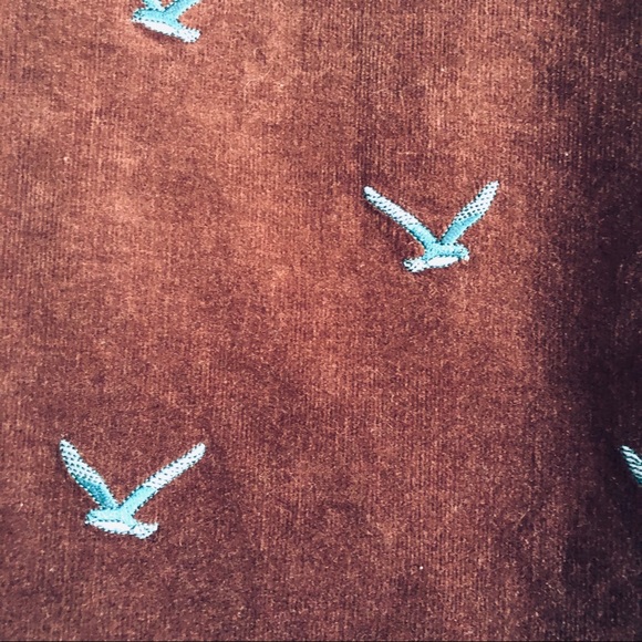 Vintage Lilly Pulitzer Brown Velvet Blue Birds Skirt - Picture 2 of 6